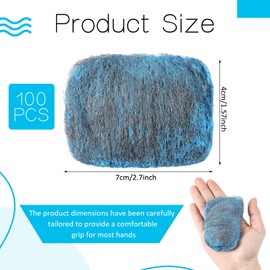 Domensi 100 Pcs Steel Wool Soap Pads Metal Scouring Cleaning Non Scratch Household Scrub Pads for Scouring Dirt Dish Pot Pan Oven Kitchen Cooktops Grease and Oil(Blue)