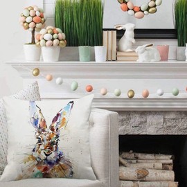 Accrocn Throw Pillow Covers Art Modern Watercolor Rabbit Cute Pillowcases Polyester 18 x 18 inch Cushion Decorative Pillowcase Square with Hidden Zipper Home Sofa