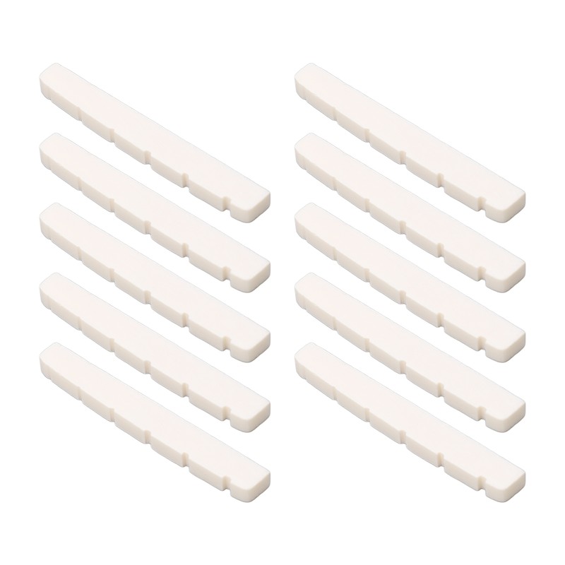 10Pcs Guitar Slotted Bone Nut Flat Bottom 6 String Electric