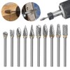10 Pieces Rotary Cutter Set, Carving Tool Carbide Steel Solid