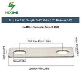 Bus Bars Copper Flat Bar Red Pure Copper Nickel Plating for Lithium Battery 3.2V 50Ah 100Ah 280Ah LiFePO4 Cells Busbar Connector Pitch Row 1.77" 20PCS BusBars