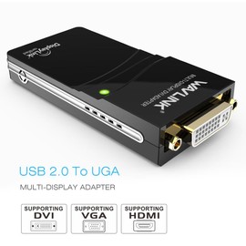 Wavlink USB 2.0 VGA / DVI / HDMI Multi-Display Adapter Graphics Adapter, Connect Multiple Monitors to a Maximum Resolution of 1920 x 1080 (Uses the finest DisplayLink DL-165 Chipset, Compatible with Windows 11, 10, 8.1, 8, 7, XP, Mac OS X, Linux)