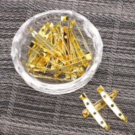 Shapenty 30PCS Locking Pins Backs Safety Clasp Brooch Badge Bar Jewelry Pins for DIY Craft Name Tags Toy Ribbon Corsages Costume Jewelry Making Sewing Felt Fabric Baby Shower Wedding (Gold, 35MM)