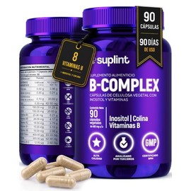 Complejo B Completo Vegano con Inositol y Colina – Vitaminas B1, B2, B3, B5, B6, B7, B9 y B12 – Suplemento para Energía y Sistema Nervioso – Sin Glute