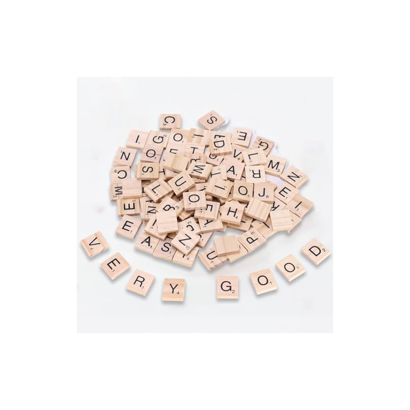 100 PCS Wood Letter Tiles Wooden Tiles