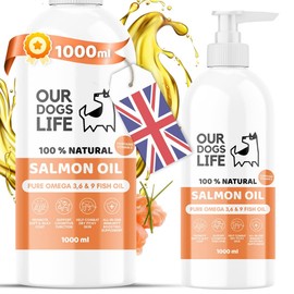 Pure Scottish Salmon Oil For Dogs uk | Omega 3, 6, & 9 Fish Oil Supplement | Natural Coat, Joint Care, Itchy Skin & Immune Support | 1000 ml