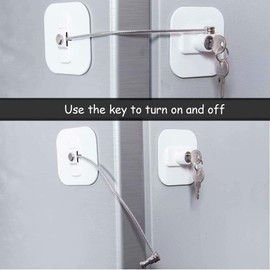 Locks for Refrigerator,Fridge Lock with Keys,Lock for a Fridge(White Refrigerator Lock-2Pack)