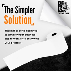 Thermal Tiger 2 1/4 x 200 Thermal Paper Rolls (50 Rolls/Box) - BPA-Free Compatible with 60+ Printer Models, Crisp Black Images, POS Cash Register Suitable, Precisely Engineered Fit (200 ft Length)