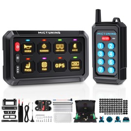 MICTUNING 8 Gang Switch Panel Wireless Remote Control Up to 230FT, Up to 5-Panels Simultaneously, Multifunction Toggle Momentary Flash Strobe Switch Pod with Backlit Off for Car Boat Truck RV Offroad