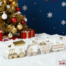 LEMESO Christmas Ornament Wooden Toy Car Train Present Decoration Interior Display Children Gift Gift Item Prize