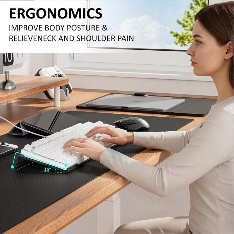 Egchi Acrylic Computer Keyboard Stand for Desk, Keyboard Riser Tilt