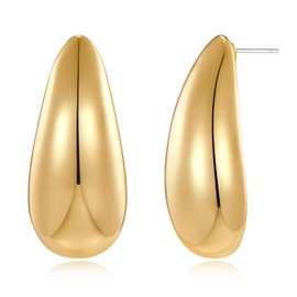 MUYAN Gold Plated Long Waterdrop Earrings for Women Polished Droplet Earrings