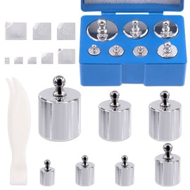 Mardatt 16 Pcs Precision Scale Calibration Weight Set,10/20/50/100/200g, 500/200/100/50/20/10mg Steel Weights Calibration with Tweezers for Digital Balance Scale, Jewellery Scale(Total 500g)