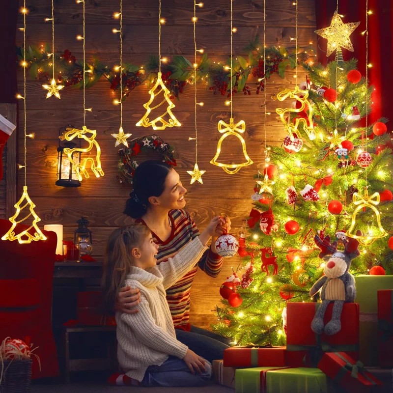 Xoxoxx Decorativa Luces Cortina De Luces Led Adornos Navidad Luces