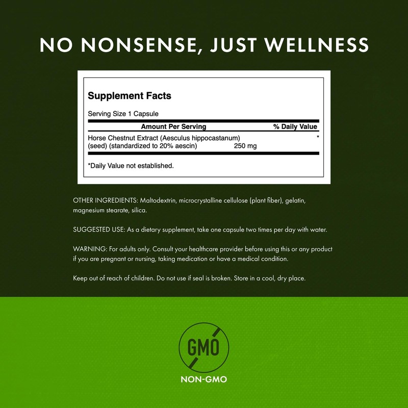 Swanson Horse Chestnut 22% Aescin (Standardized) 250 Milligrams 120 Capsules