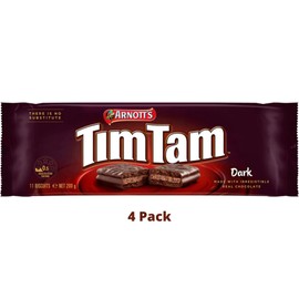 Arnott's Tim Tam Dark Chocolate Biscuits 200g - 4 Pack - Made in Australia