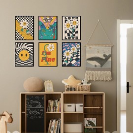 Lslandmood Picture Poster Set Modern Wall Pictures Decoration Living Room Bedroom Children and Cute Cartoon Bathroom Aesthetic Pictures Canvas Picture Wall Picture Set 6 x A4 without Frame