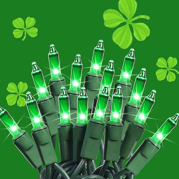 St. Patrick's Day Green String Lights, 100 Count Detachable Incandescent
