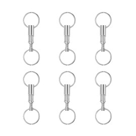 JinliangGuo 6Pcs Stainless Steel Quick Release Keychain Set Convenient Practical Metal Detachable Key Ring Pull Apart Snap Double Ring for Outdoor Travel Home Office