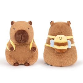 Ditucu Cute Capybara Plush with Bee Backpack Kawaii Capibara Stuffed Animals Toys Plushies Gifts for Kids Brown 9 inch
