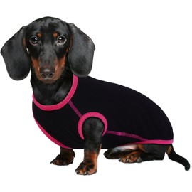 Lelepet Dachshund Shirt,Dog Shirt for Small Dogs,Small Dog T-Shirt Soft Dachshund Clothes Shirt for Dogs Breathable Dog Costume for Dogs Puppy Sleeveless Dog Vest Black,Rose Red