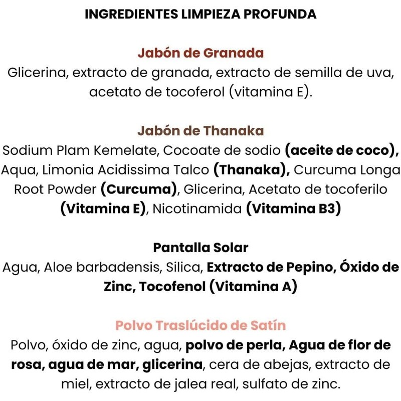 Kit Limpieza Profunda y Protección. Thanaka + Granada. Elimina Arrugas