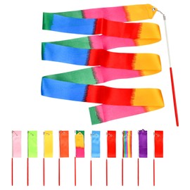 Vesaneae 10 PCS Colorful Dance Ribbons, Rhythmic Gymnastic Streamers, Dancing Ribbons Sticks for Talent Shows Artistic Dancing Baton Twirling