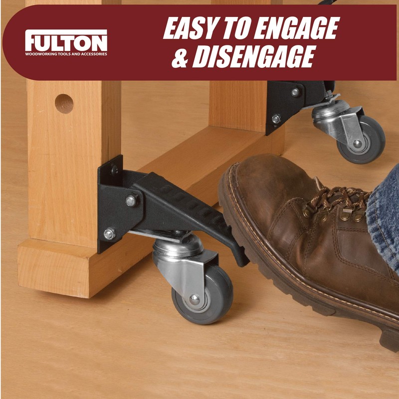 Workbench Caster kit 4 Heavy Duty Retractable Casters with Urethane
