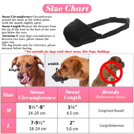 XhjzgcTech Dog Muzzles, Soft Nylon Mesh Dog Muzzle for Large Medium Small Dogs, Breathable Adjustable Puppy Muzzles to Prevent Biting, Pet Muzzle for Chihuahua Labrador Chewing Grooming（Black M）