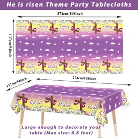 3 Pack He is Risen Easter Tablecloths Party Decorations Spring Lily Easter Tablecovers for Spring Holiday Farmhouse Kitchen Dining Table Decorations Indoor Outdoor Party Decor Favors 54 x 108 Inch