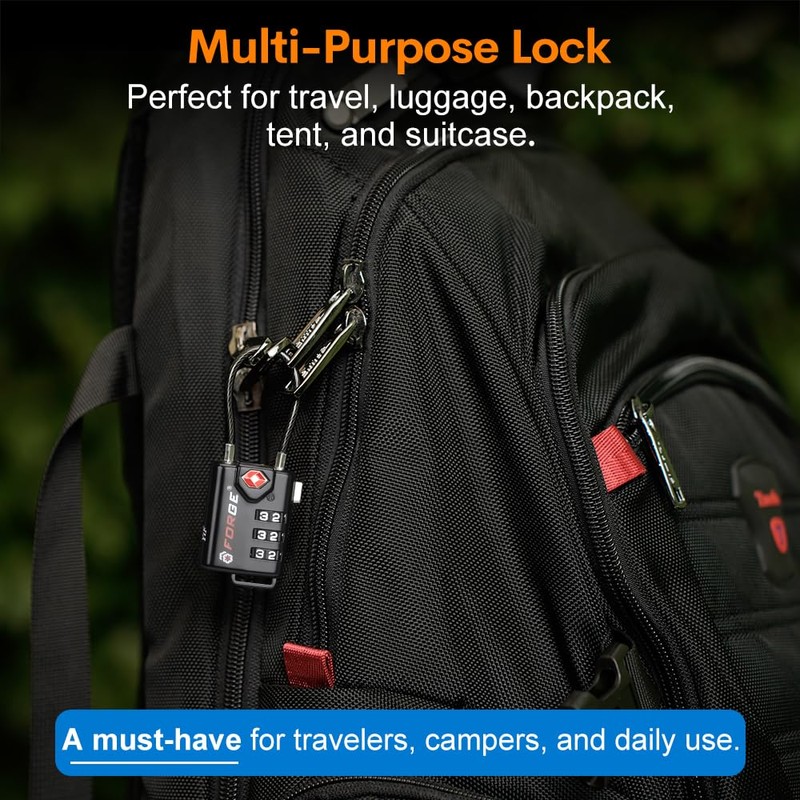 TSA Approved Cable Luggage Locks, 6 Pack, Easy Read Dials