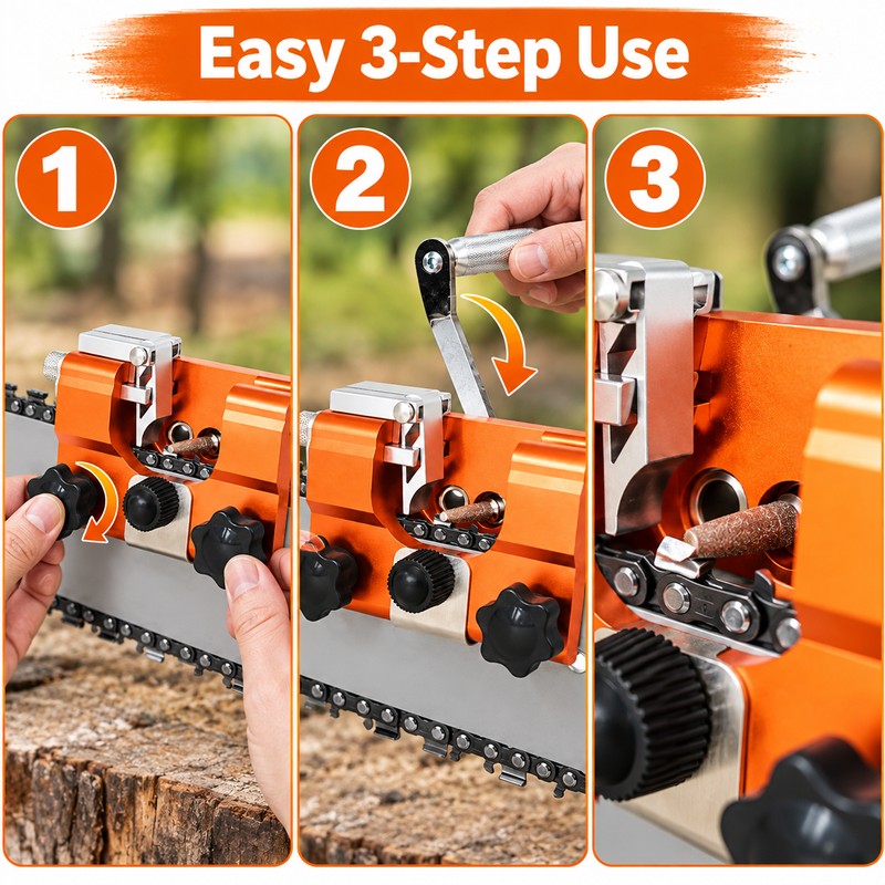Portable Chainsaw Sharpener Jig, Manual Hand-Crank Chain Saw Sharpening Tool