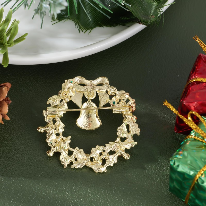HAISWET Christmas Brooch for Women Green Wreath Brooch Pins with