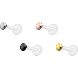 PIERCINGLINE PTFE Labret with Internal Thread Titanium Attachment Screw Disc Flat Piercing Lip Nose Ear Helix Tragus Medusa Choice of Colours and Sizes, PTFE / titanium (grade 23)