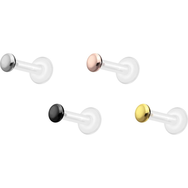PIERCINGLINE PTFE Labret with Internal Thread Titanium Attachment Screw Disc