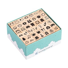Wooden Stamps for Kids - Toddler Craft Stamp Kit - Set of 42 Geometry Animal Stamping Printing Toys for Planner, Letter, Card Making