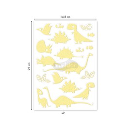 Maildor AE105O Pack of Stickers Phospho Stick (with Glitter Effect, 2 Sheets in DIN A6 Format, 10.5 x 16 cm, Ideal for Children from 5 Years, Dino) 38 Stickers
