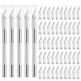 5PCS Craft Knife Hobby Knife Includes 50PCS Spare Exacto Knife Blades #11, HEADLEY TOOLS Precision Exacto Knife Set Ideal for Crafting, Scrapbooking, Arts, DIY, Stencil, Carving