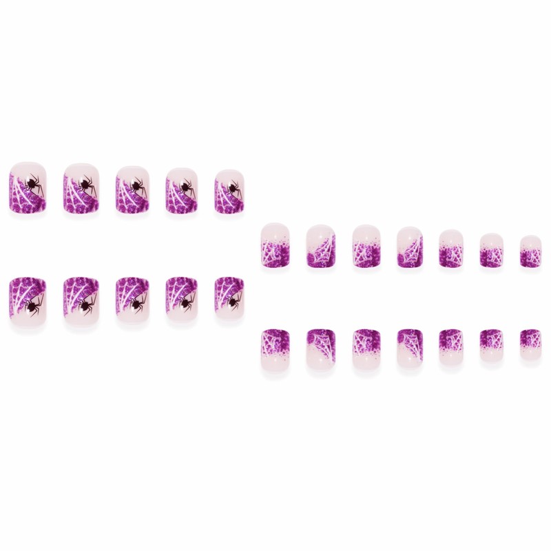 BABALAL Acrylic Press on Nails Short Square Fake Nails Purple