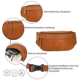 Gusti Spencer Women's and Men's Leather Waist Bag Bum Bag Shoulder Bag Leather, Hazelnut Brown, Retro