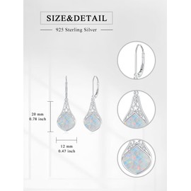 Seiyang Filigree Opal Earrings 925 Sterling Silver Teardrop Leverback Dangle Drop Earrings Jewelry Gifts for Women