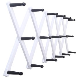 SKOLOO Hat Rack for Wall with 17 Hooks, Solid Wooden, Modern, Expandable Coat Rack Wall Mount for Coats, Hats, Bags, Baseball Caps, Black on White
