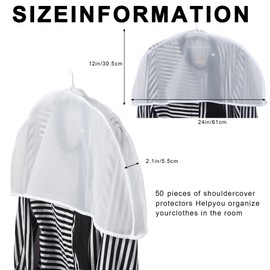 50pcs Clothes Protectors For Hanging Clothes，Suit Covers For Closet，Dust Covers For Hanging Clothes，Garment Covers For Hanging Clothes，Hanger Covers To Keep Dust Off Clothes，24''W X 12"H X 2''D