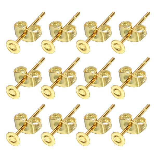 sourcing map 20Pcs Stud Earring Posts, 3mm Stainless Steel Flat