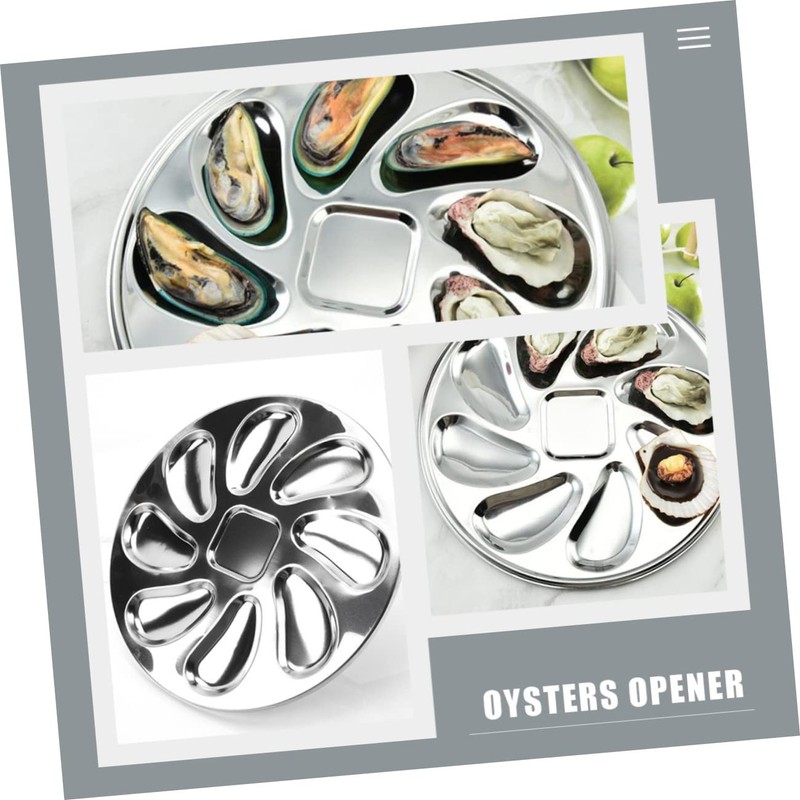 Ciieeo 1 Set Stainless Steel Oyster Storage Plate with Opening