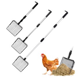 Chicken Poop Scooper, Removable Long Handle Coop Scoop, Adjustable 22.4-41.9 Inches, Chicken Coop Scoop, Can Be Used to Clean Chicken Coops Cat Litter Boxes and Cattle Pens