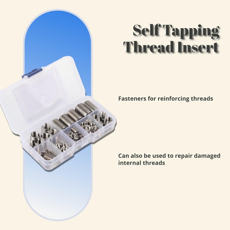 Gugxiom 50Pcs Stainless Steel Thread Repair Kit, Threaded Inserts for