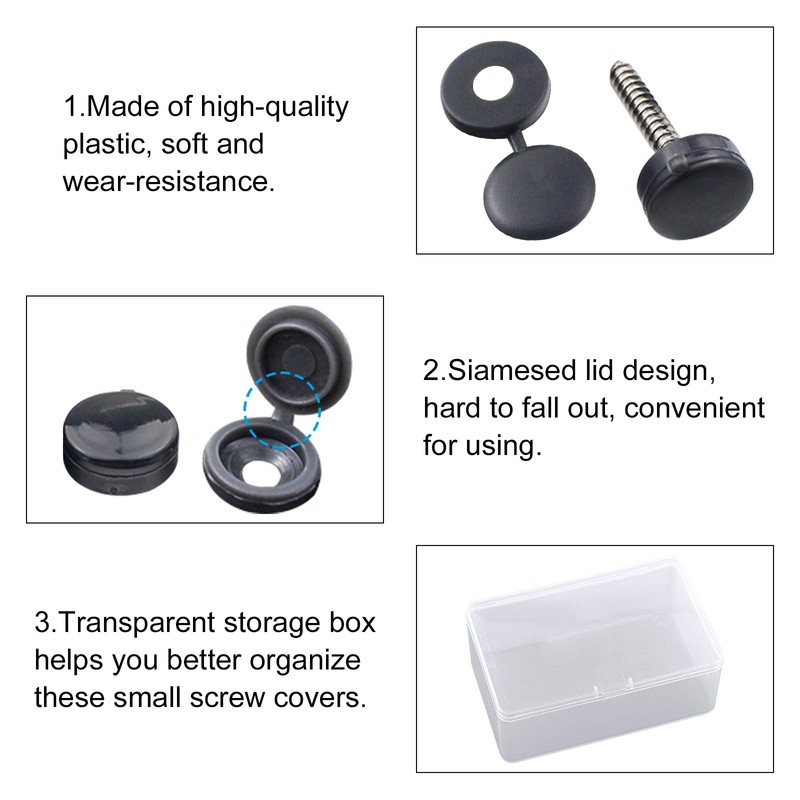 INCREWAY Screw Cover Caps, 100 Pcs Plastic Caps with Fold