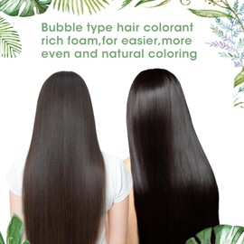 MQUPIN Hair Colour Shampoo, 3-in-1 Natural Hair Colour Foam Bubble Shampoo Instant Easy Safe Quick Effect Natural Herbal Ingredients Semi-Permanent Instant Hair Colour (Dark Brown)