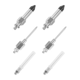 SCUARI 6PCS Grease Gun Needle Tip,Car Accessories Grease Gun Needle Accessory Set,2 Nozzles & 2 Dispenser & 2 Rubber Nipple Adapter,Fit for Greases Injection Narrow Space and Deep Hole Metal
